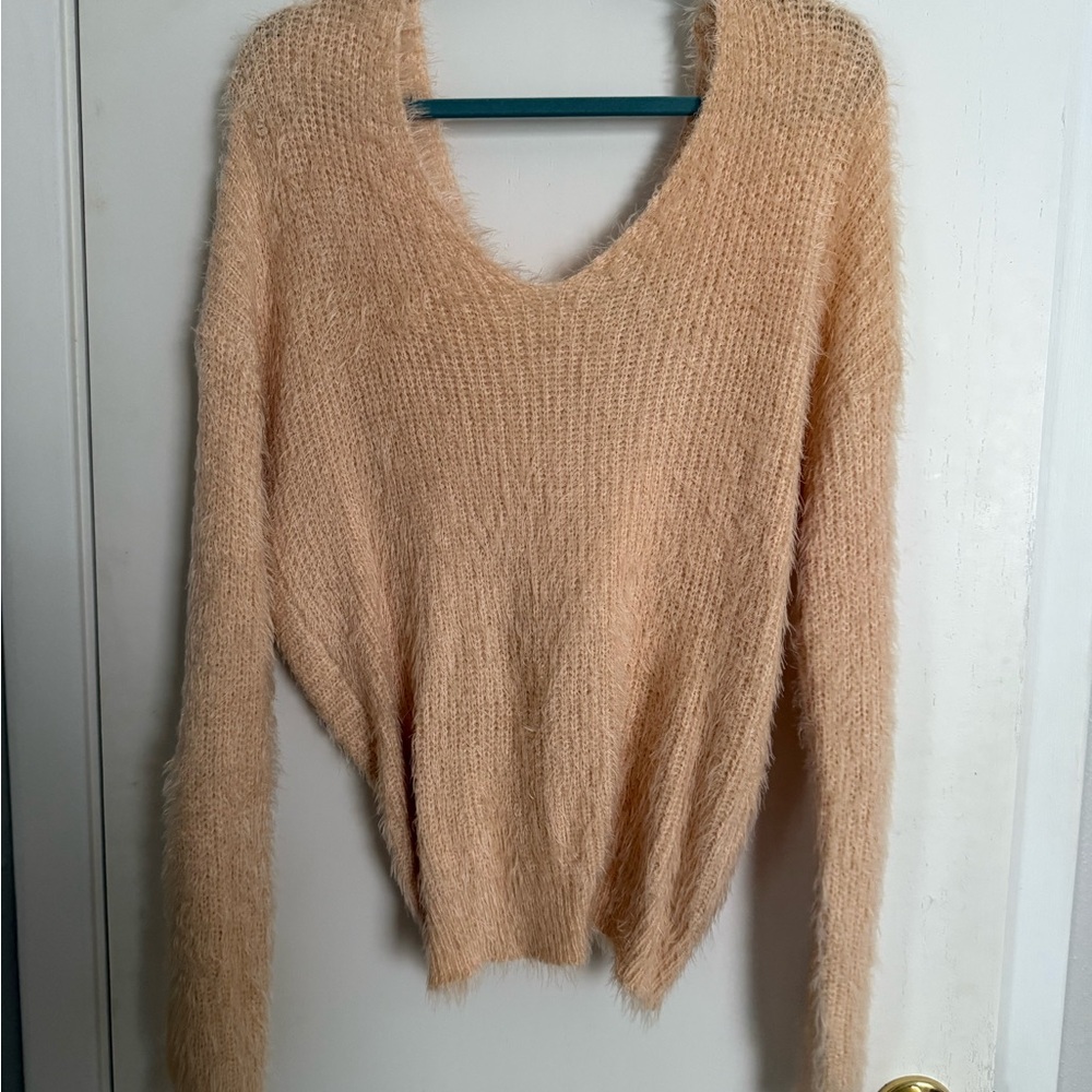 Lulu's Soft Peach Reversible Fuzzy Sweater